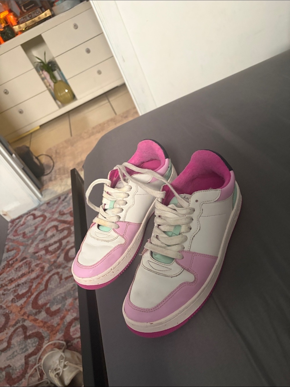 kate spade White and Pink Low-Top Sneakers
